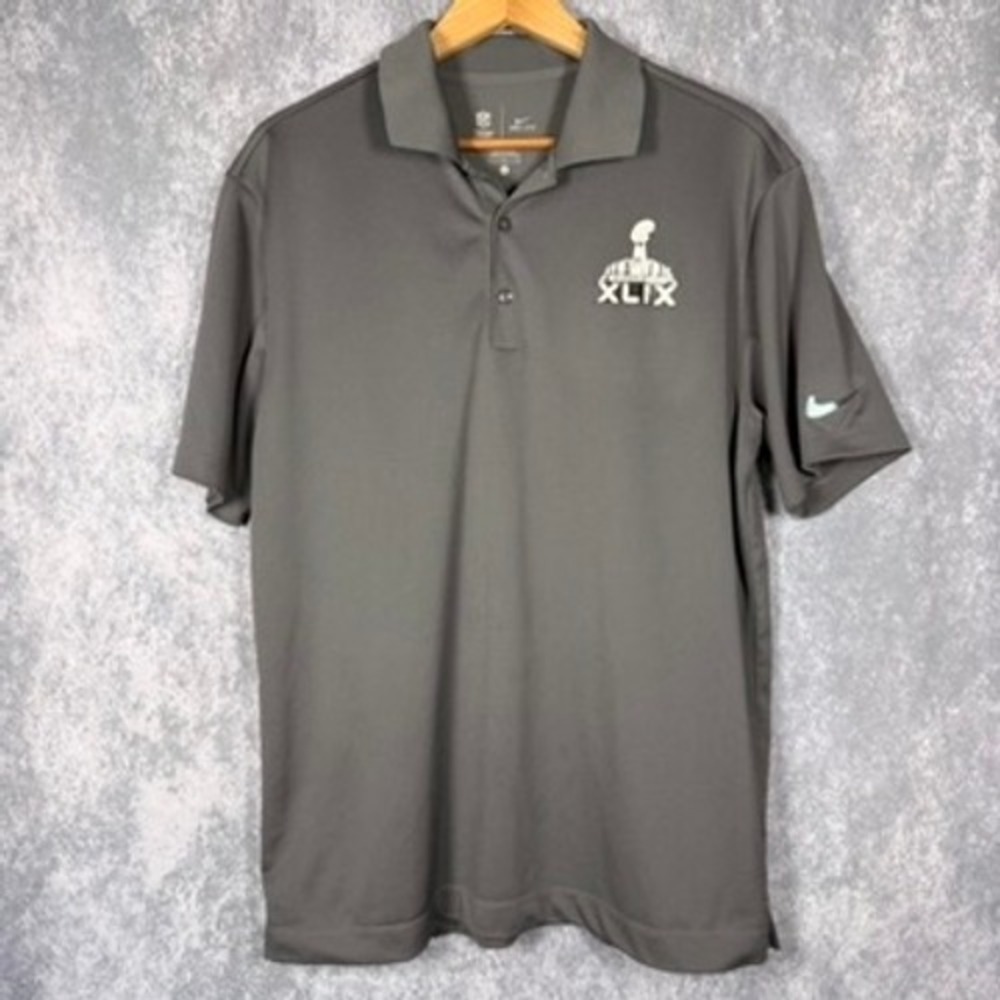 Nike Super Bowl XLIX Polo Men Large Gray Dri-FIT NFL 657749-021